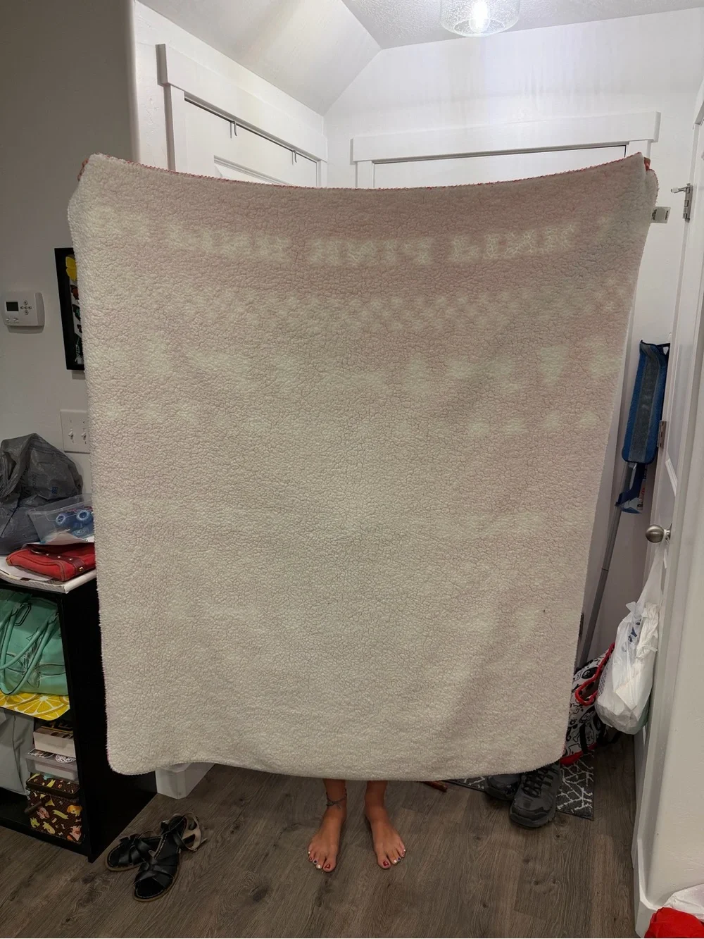 PINK Victoria's Secret Red & White Dachshund Plush Throw Blanket